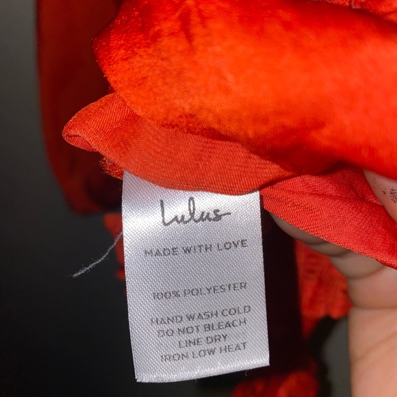 Red Tie Back Batwing-Sleeve Smocked Top - Picture 5 of 7